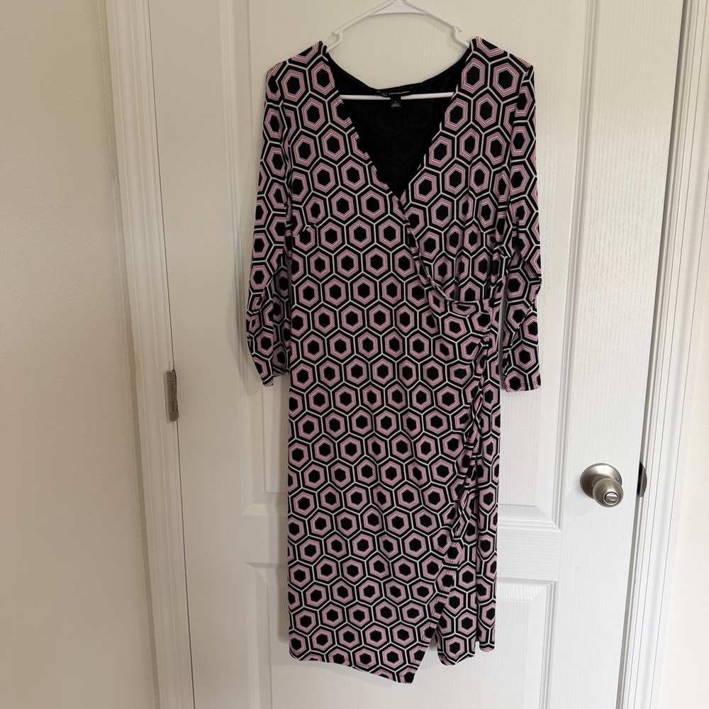 INC International Concepts Pink and Black Hexagon Dress